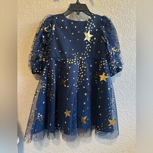Navy Blue Dress with Gold Stars